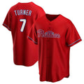 CAdoa P.Phillies #7 Trea Turner Player Red Home Game Stitched Jerseys