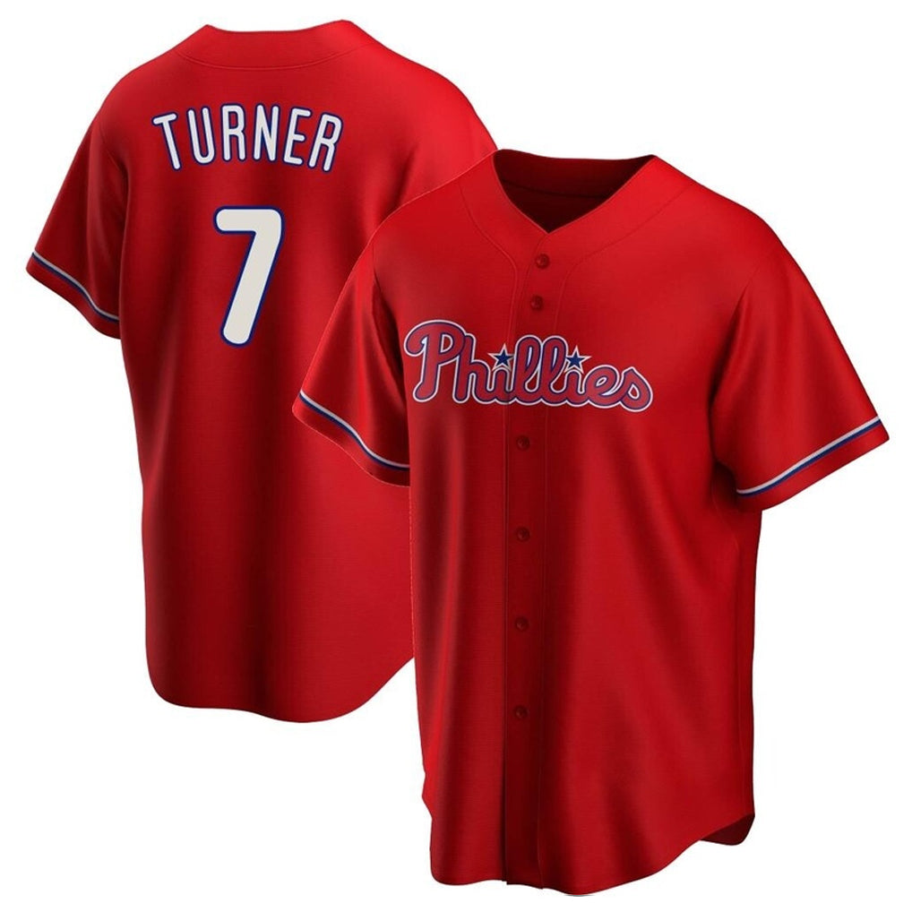 CAdoa P.Phillies #7 Trea Turner Player Red Home Game Stitched Jerseys