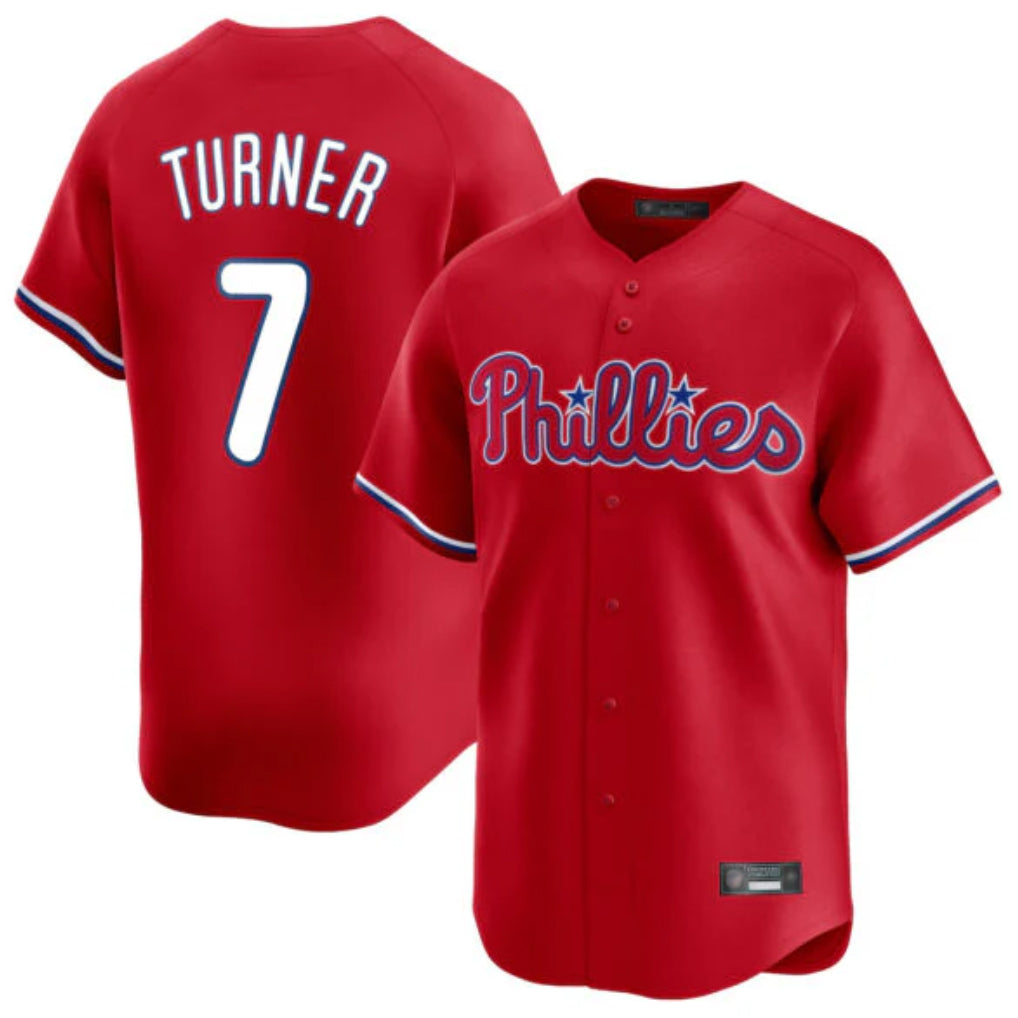 CAdoa P.Phillies #7 Trea Turner Player Red Home Limited Stitched Jerseys