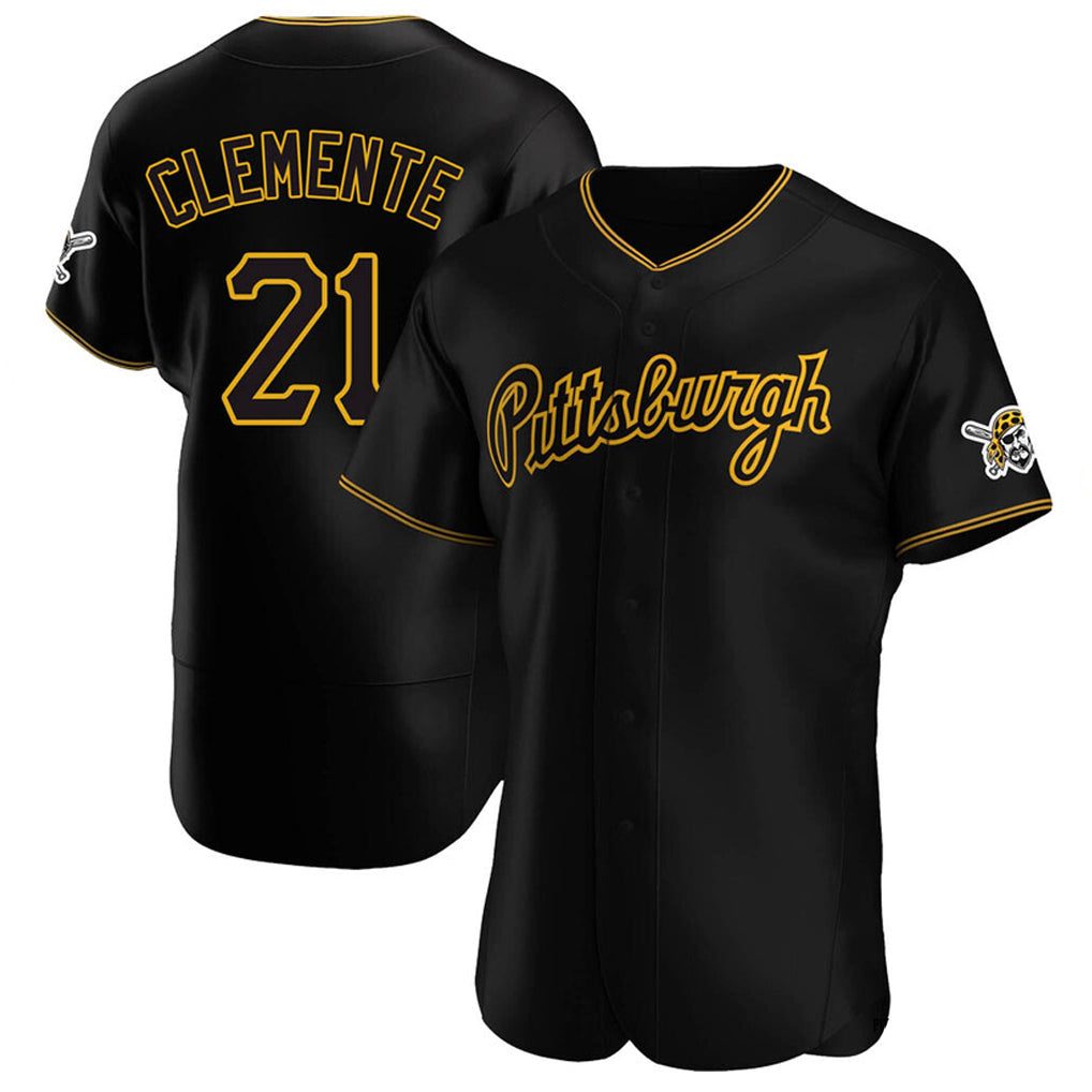 CAdoa P.Pirates #21 Roberto Clemente Player Black Home Limited Elite Stitched Jerseys