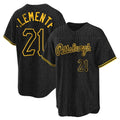 CAdoa P.Pirates #21 Roberto Clemente Player Black Snake Skin City Home Limited Stitched Jerseys