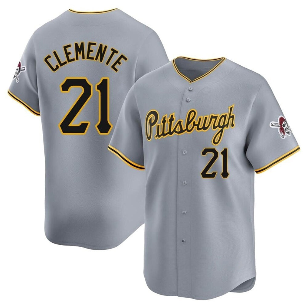 CAdoa P.Pirates #21 Roberto Clemente Player Gray Road Home Limited Stitched Jerseys