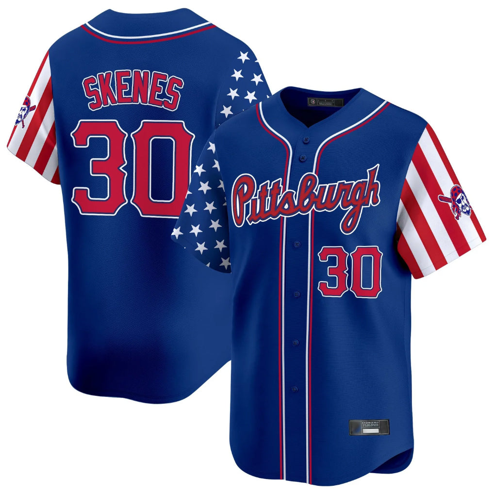 CAdoa P.Pirates #30 Paul Skenes Player Royal 2025 Independence Day Vapor Premier Limited Stitched Jerseys