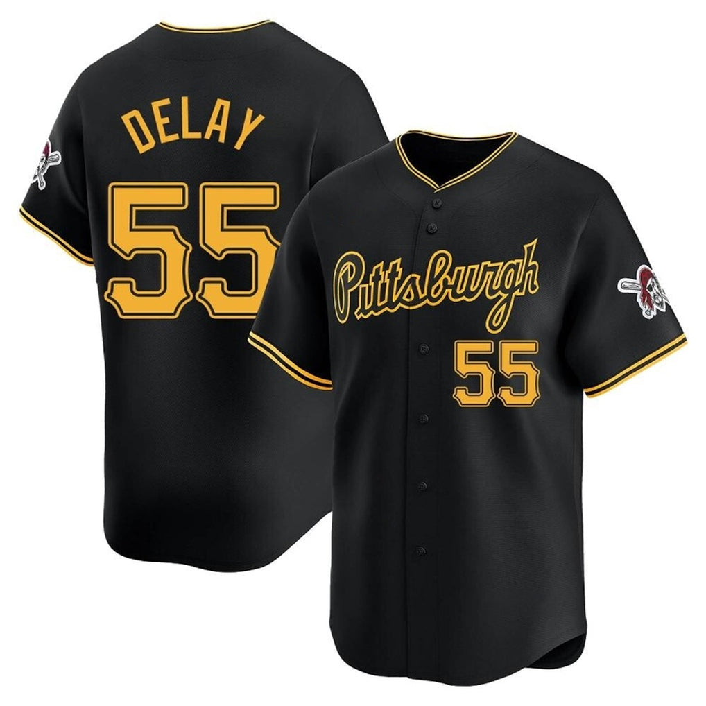 CAdoa P.Pirates #55 Jason Delay Player Black Alt Home Limited Stitched Jerseys