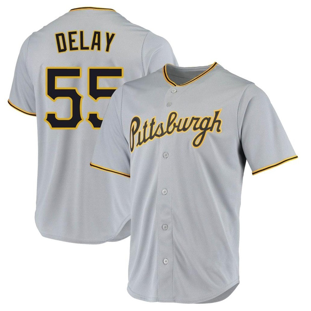 CAdoa P.Pirates #55 Jason Delay Player Gray Road Home Game Stitched Jerseys