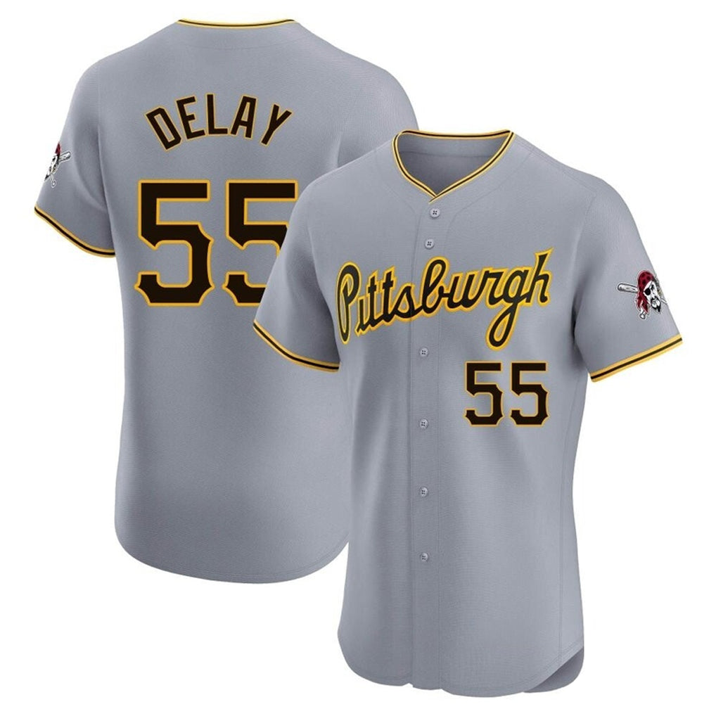 CAdoa P.Pirates #55 Jason Delay Player Gray Road Home Limited Elite Stitched Jerseys