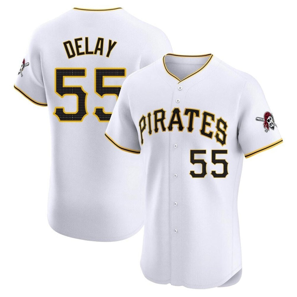 CAdoa P.Pirates #55 Jason Delay Player White Home Limited Elite Stitched Jerseys