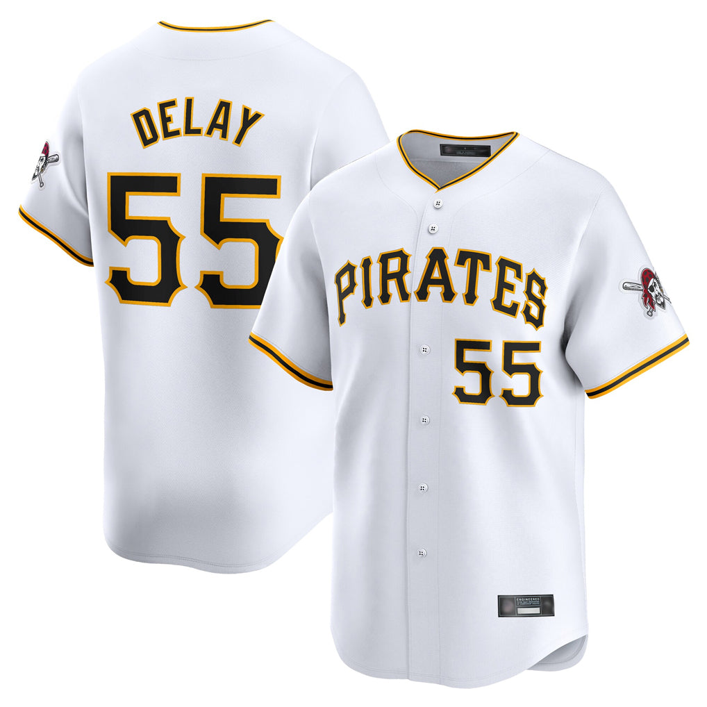 CAdoa P.Pirates #55 Jason Delay Player White Home Limited Stitched Jerseys
