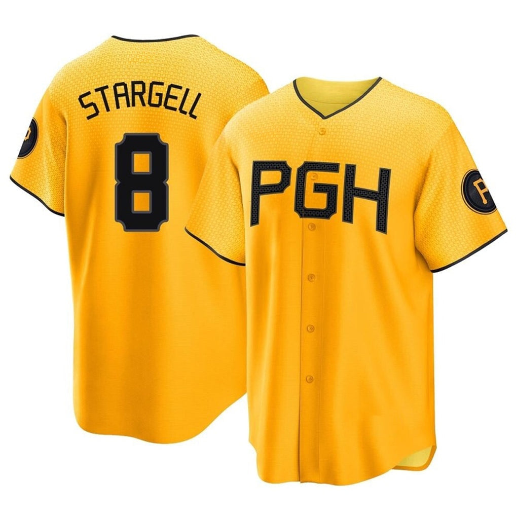 CAdoa P.Pirates #8 Willie Stargell Player Gold City Connect Home Game Stitched Jerseys