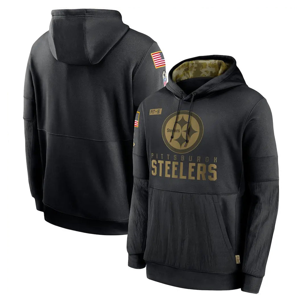 CAdoa P.Steelers Black Salute to Service Hoodies Limited Game Blank Player Stitched Jerseys