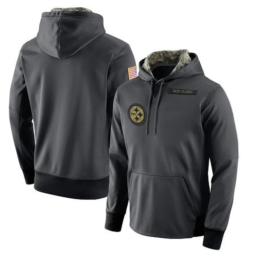 CAdoa P.Steelers Gray Pullover Hoodies Limited Blank Player Stitched Jerseys