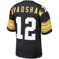 CAdoa P.Steelers #12 Terry Bradshaw Mitchell & Ness Black Authentic Throwback Retired Player Stitched Puhic Jersey
