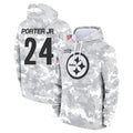 CAdoa P.Steelers #24 Joey Porter Jr. Player Arctic Camo Limited Salute to Service Pullover Hoodies Game Stitched Jerseys