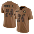 CAdoa P.Steelers #24 Joey Porter Jr. Player Brown Limited Salute To Service Home Game Stitched Jerseys