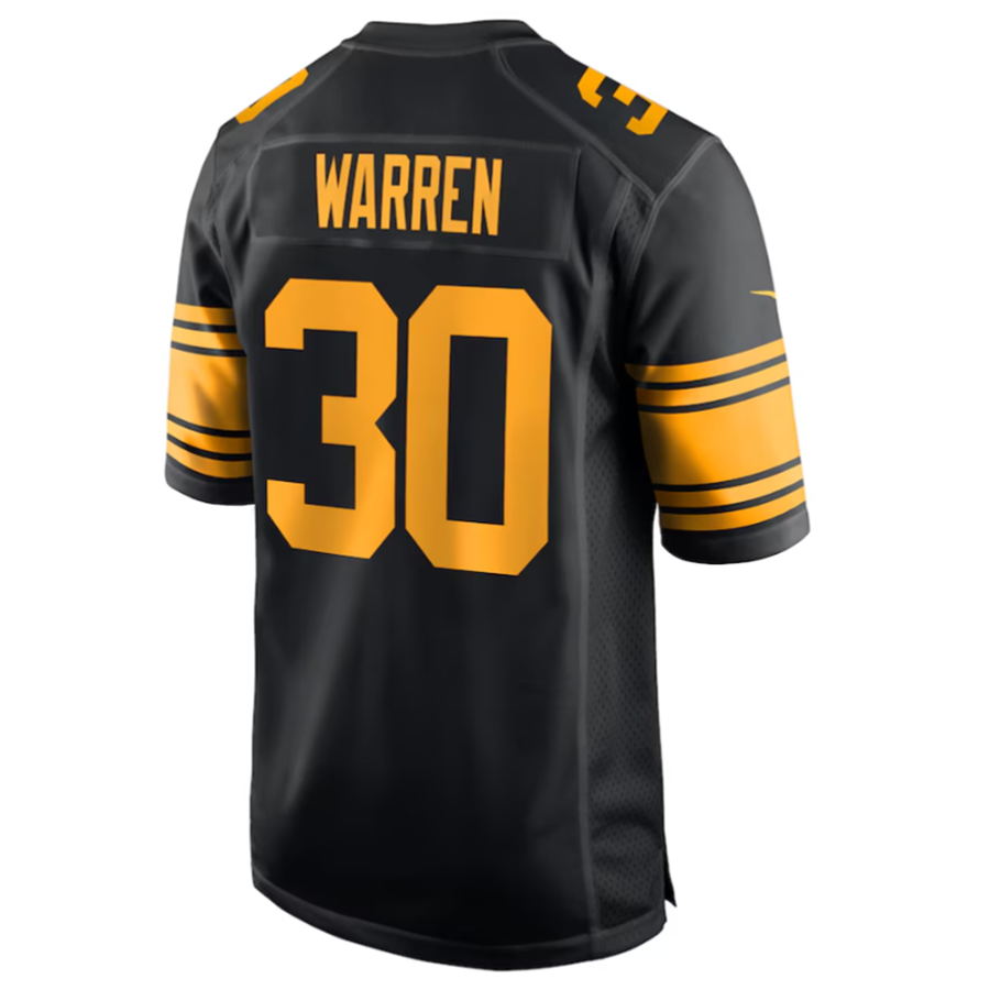 CAdoa P.Steelers #30 Jaylen Warren Black Alternate Game American Stitched Jerseys