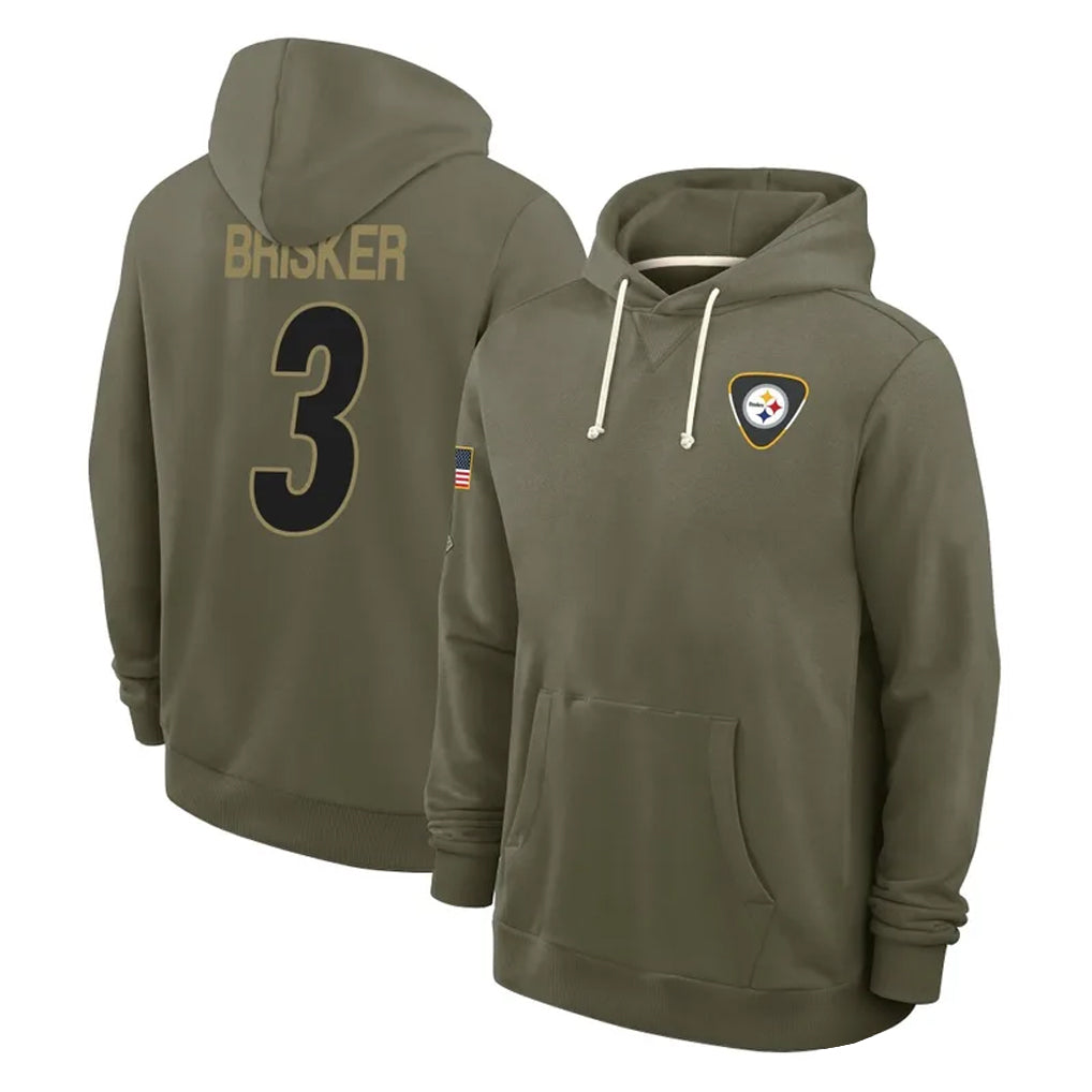 CAdoa P.Steelers #3 Jaquan Brisker Player Olive Salute to Service Pullover Hoodies Limited Stitched Jerseys