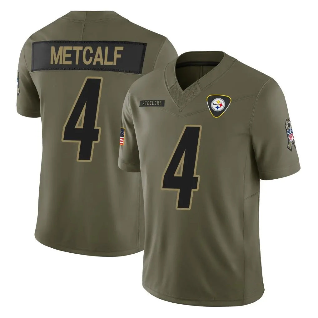 CAdoa P.Steelers #4 DK Metcalf Player Olive 2025 Salute To Service Limited Home Game Stitched Jerseys