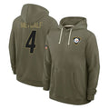 CAdoa P.Steelers #4 DK Metcalf Player Olive Salute to Service Pullover Hoodies Limited Stitched Jerseys