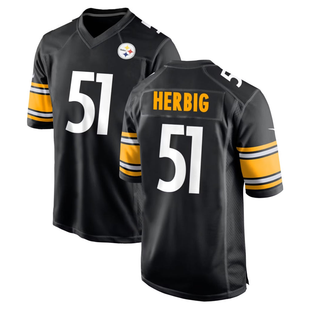 CAdoa P.Steelers #51 Nick Herbig Player Black Home Game Stitched Jerseys