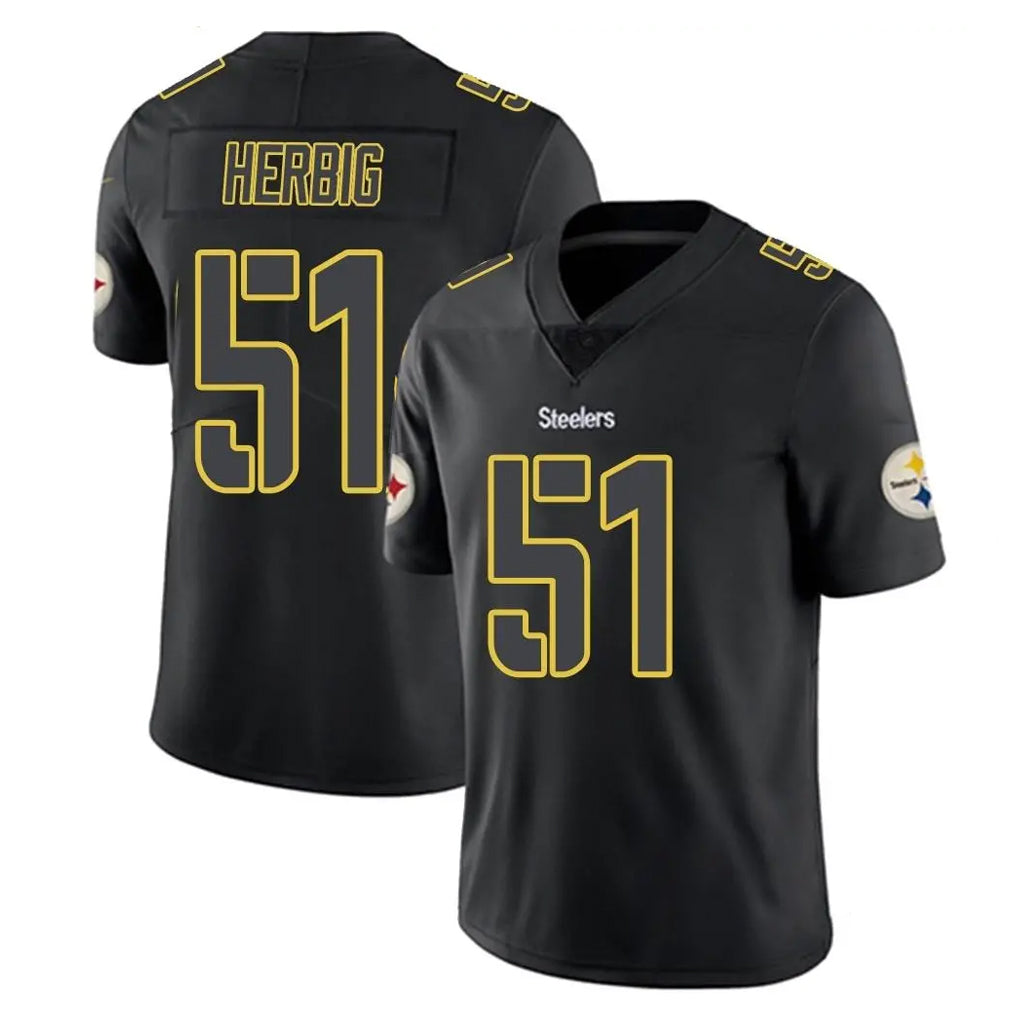 CAdoa P.Steelers #51 Nick Herbig Player Black Impact Limited Home Game Stitched Jerseys