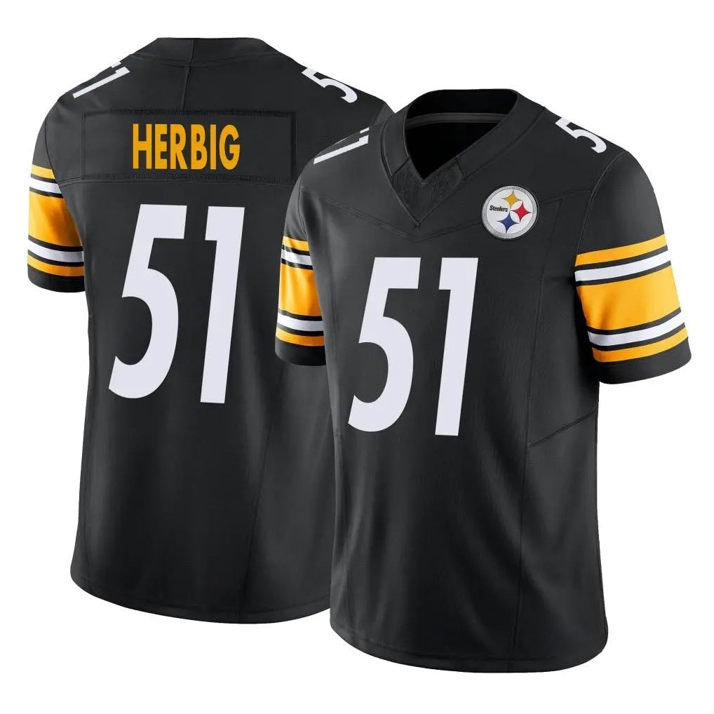 CAdoa P.Steelers #51 Nick Herbig Player Black Limited Vapor F.U.S.E. Home Game Stitched Jerseys