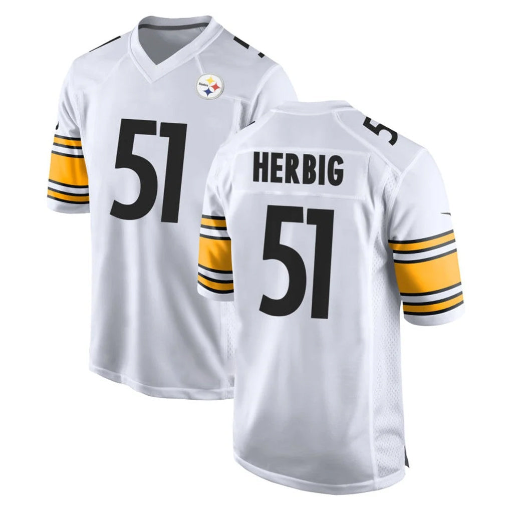 CAdoa P.Steelers #51 Nick Herbig Player White Home Game Stitched Jerseys