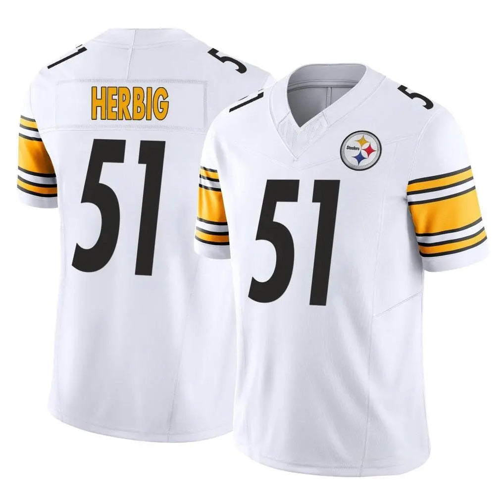 CAdoa P.Steelers #51 Nick Herbig Player White Limited Vapor F.U.S.E. Home Game Stitched Jerseys