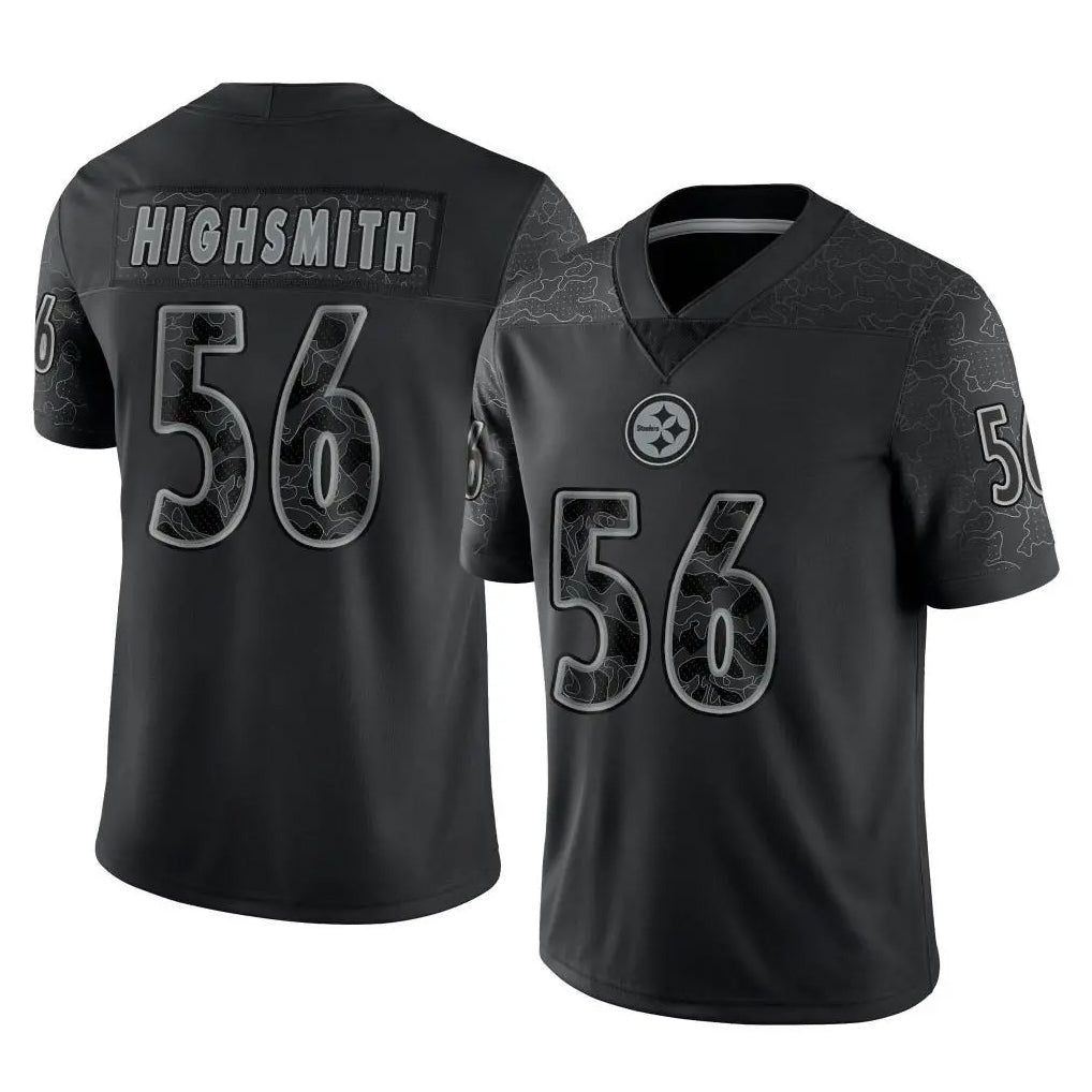 CAdoa P.Steelers #56 Alex Highsmith Player Black Reflective Limited Home Game Stitched Jerseys