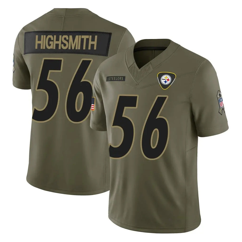 CAdoa P.Steelers #56 Alex Highsmith Player Olive 2025 Salute To Service Limited Home Game Stitched Jerseys