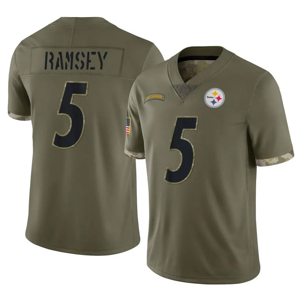 CAdoa P.Steelers #5 Jalen Ramsey Player Olive Limited Salute To Service Home Game Stitched Jerseys