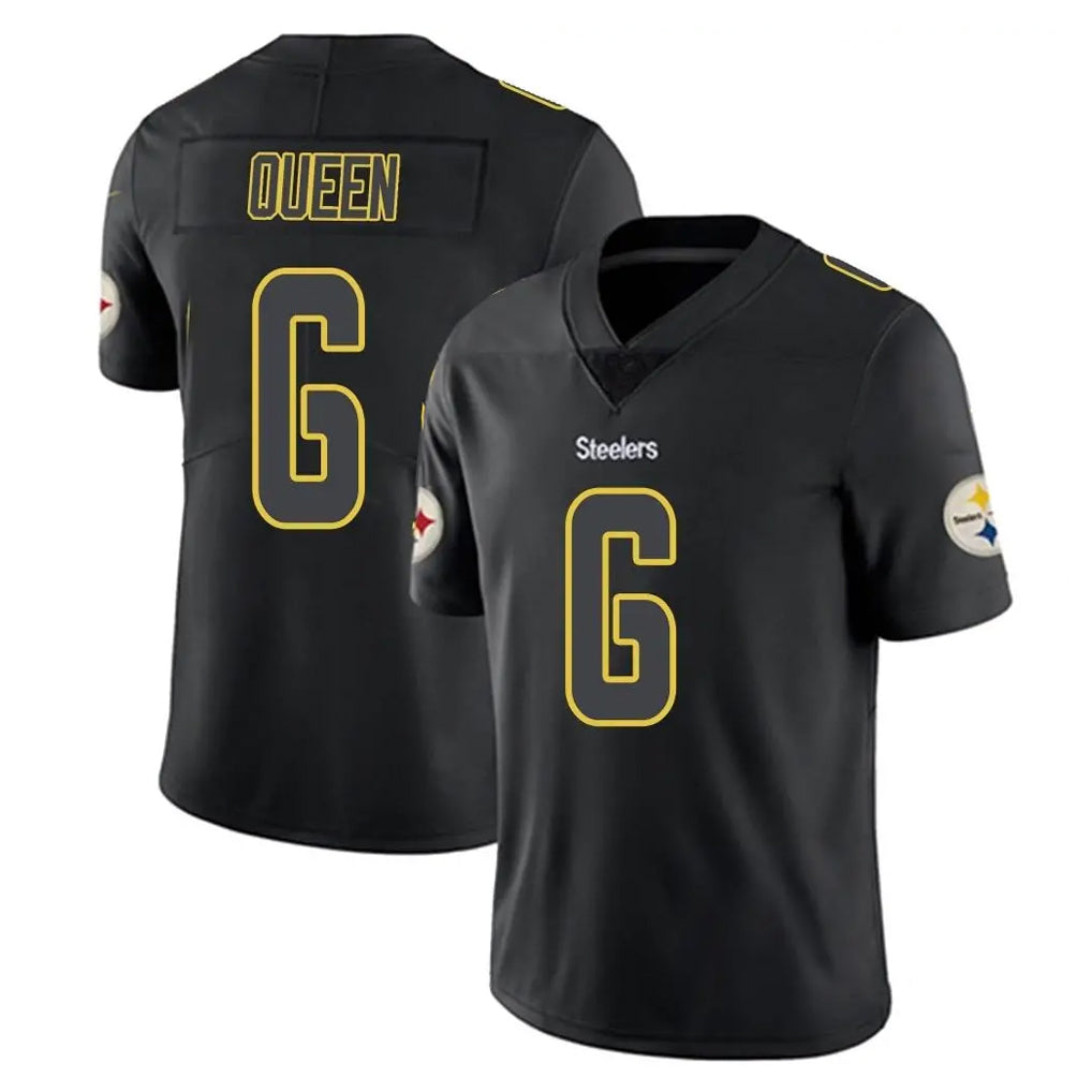 CAdoa P.Steelers #6 Patrick Queen Player Black Impact Limited Home Game Stitched Jerseys