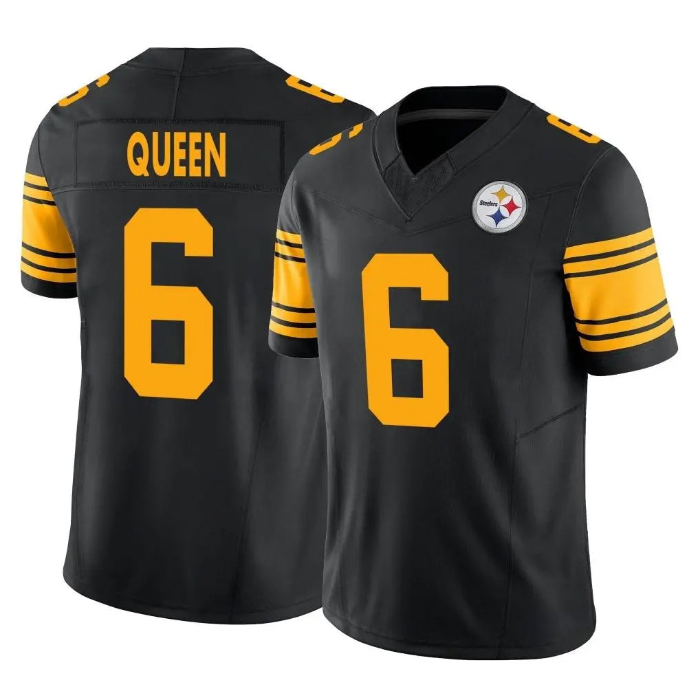CAdoa P.Steelers #6 Patrick Queen Player Black Limited 2nd Alternate Vapor F.U.S.E. Home Game Stitched Jerseys