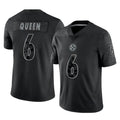 CAdoa P.Steelers #6 Patrick Queen Player Black Reflective Limited Home Game Stitched Jerseys