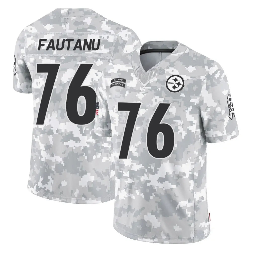 CAdoa P.Steelers #76 Troy Fautanu Player Arctic Camo Limited Salute To Service Home Game Stitched Jerseys