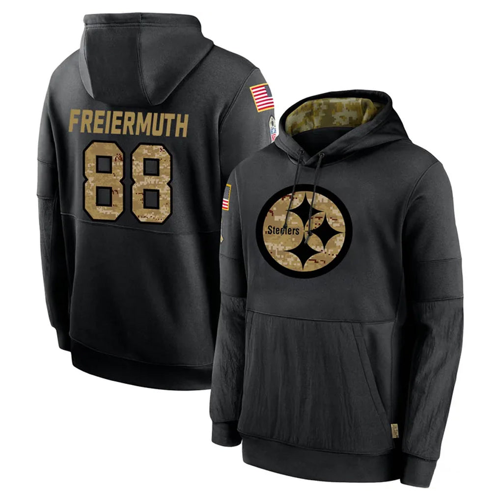 CAdoa P.Steelers #88 Pat Freiermuth Player Black Salute to Service Hoodies Limited Game Stitched Jerseys