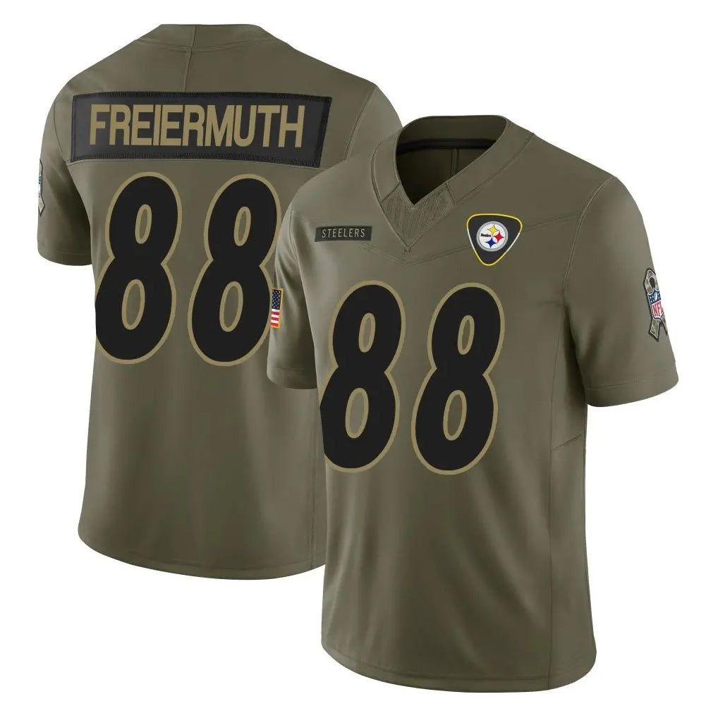 CAdoa P.Steelers #88 Pat Freiermuth Player Olive 2025 Salute To Service Limited Home Game Stitched Jerseys