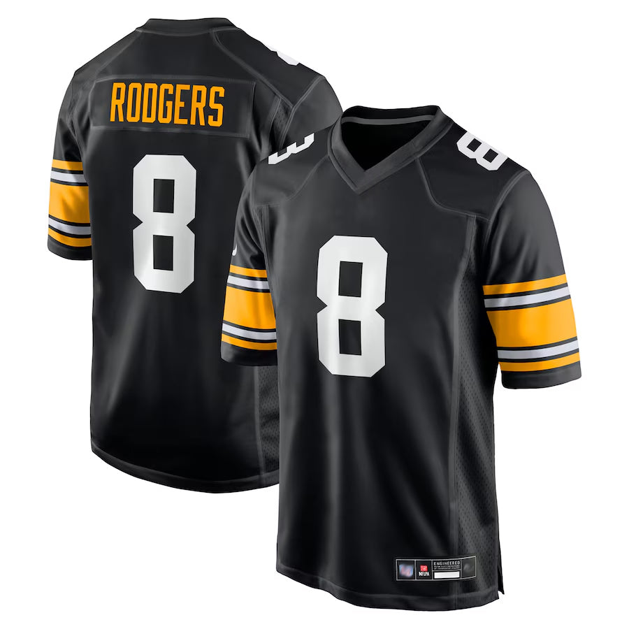 CAdoa P.Steelers #8 Aaron Rodgers Player Black Home Limited Stitched Jerseys