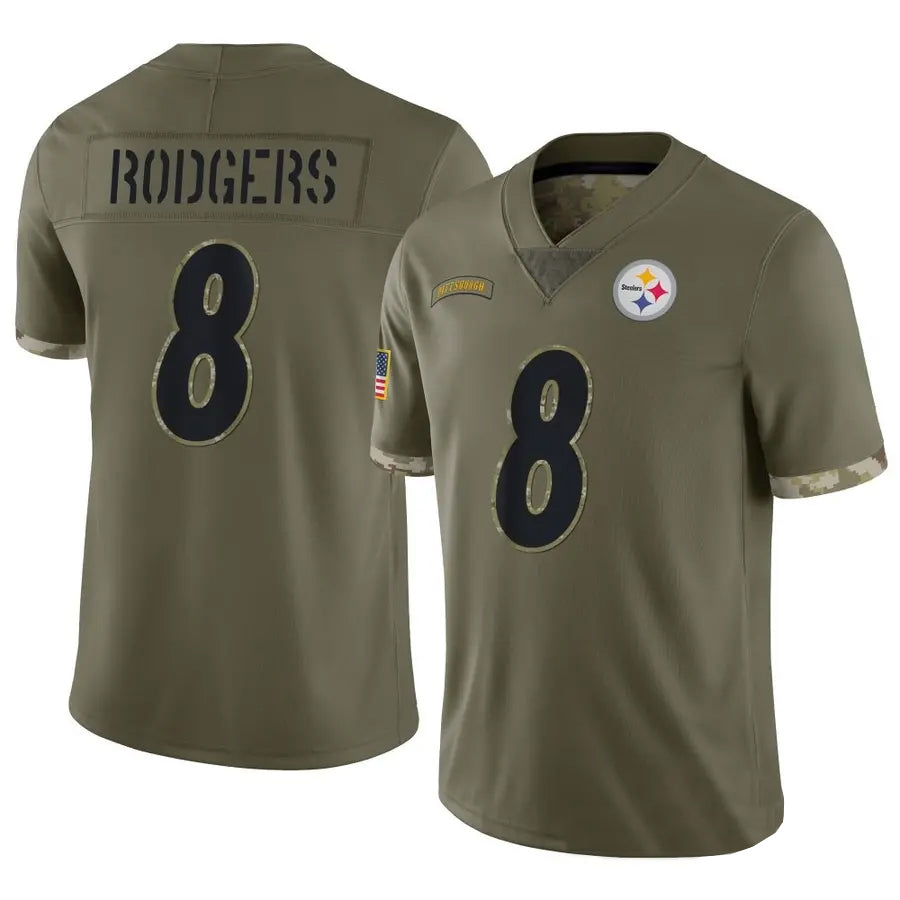 CAdoa P.Steelers #8 Aaron Rodgers Player Salute To Service Limited Olive Stitched Jerseys