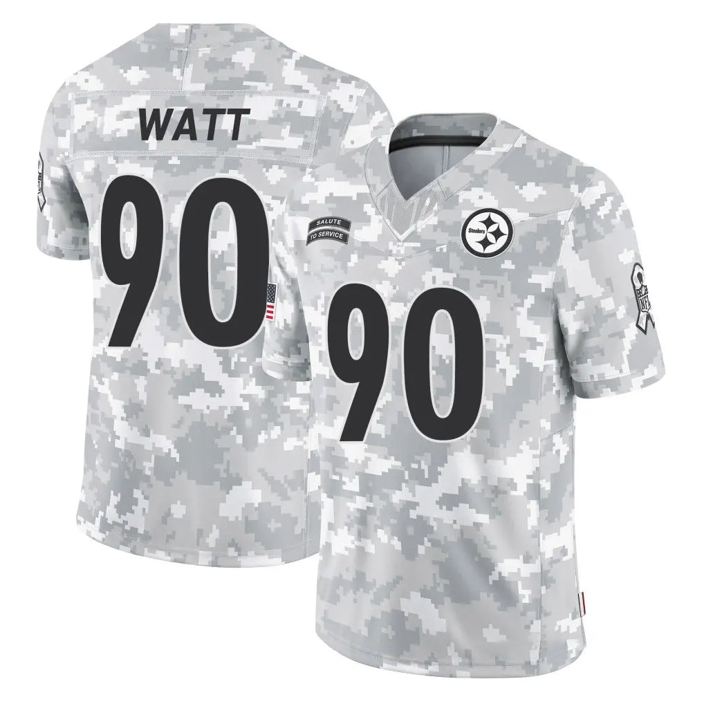 CAdoa P.Steelers #90 T.J. Watt Player Arctic Camo Limited Salute To Service Home Game Stitched Jerseys