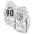 CAdoa P.Steelers #90 T.J. Watt Player Arctic Camo Limited Salute to Service Pullover Hoodies Game Stitched Jerseys