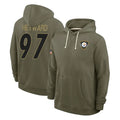 CAdoa P.Steelers #97 Cameron Heyward Player Olive Salute to Service Pullover Hoodies Limited Stitched Jerseys