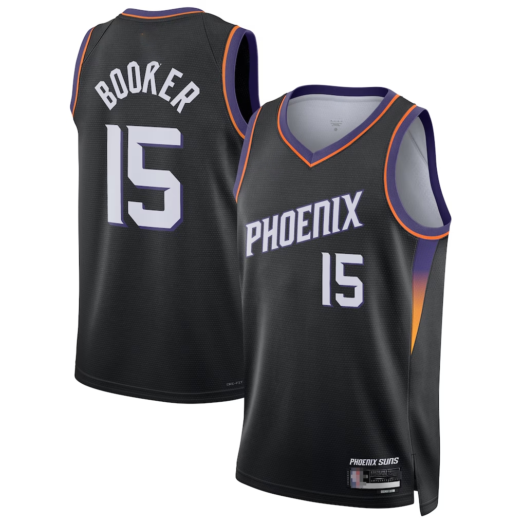 CAdoa P.Suns #15 Devin Booker Black Swingman Jerseys - Statement Edition
