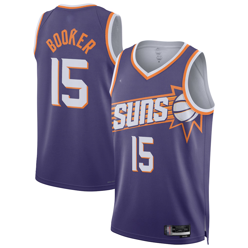 CAdoa P.Suns #15 Devin Booker Purple Swingman Player Jerseys - Icon Edition