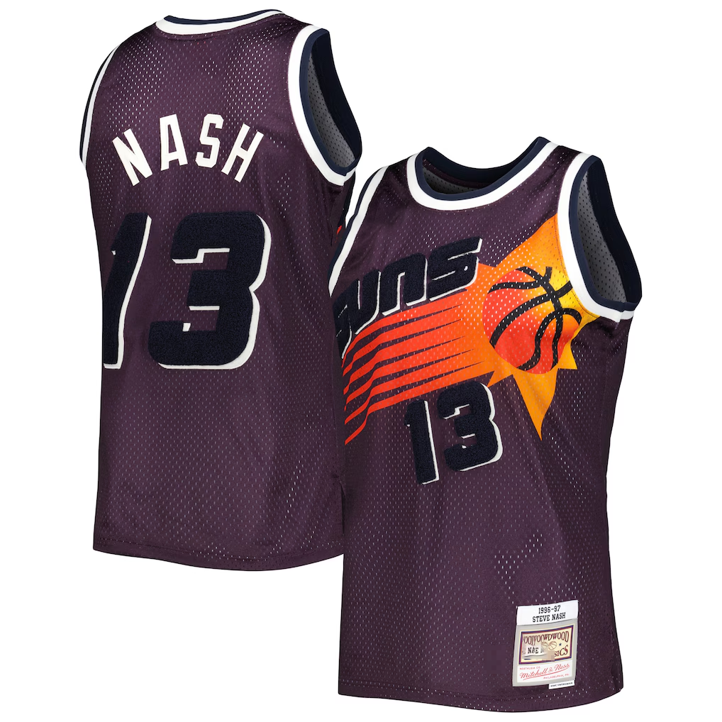 CAdoa P.Sunss #13 Steve Nash Mitchell & Ness Purple 1996-1997 Hardwood Classics Off-Court Swingman Jerseys