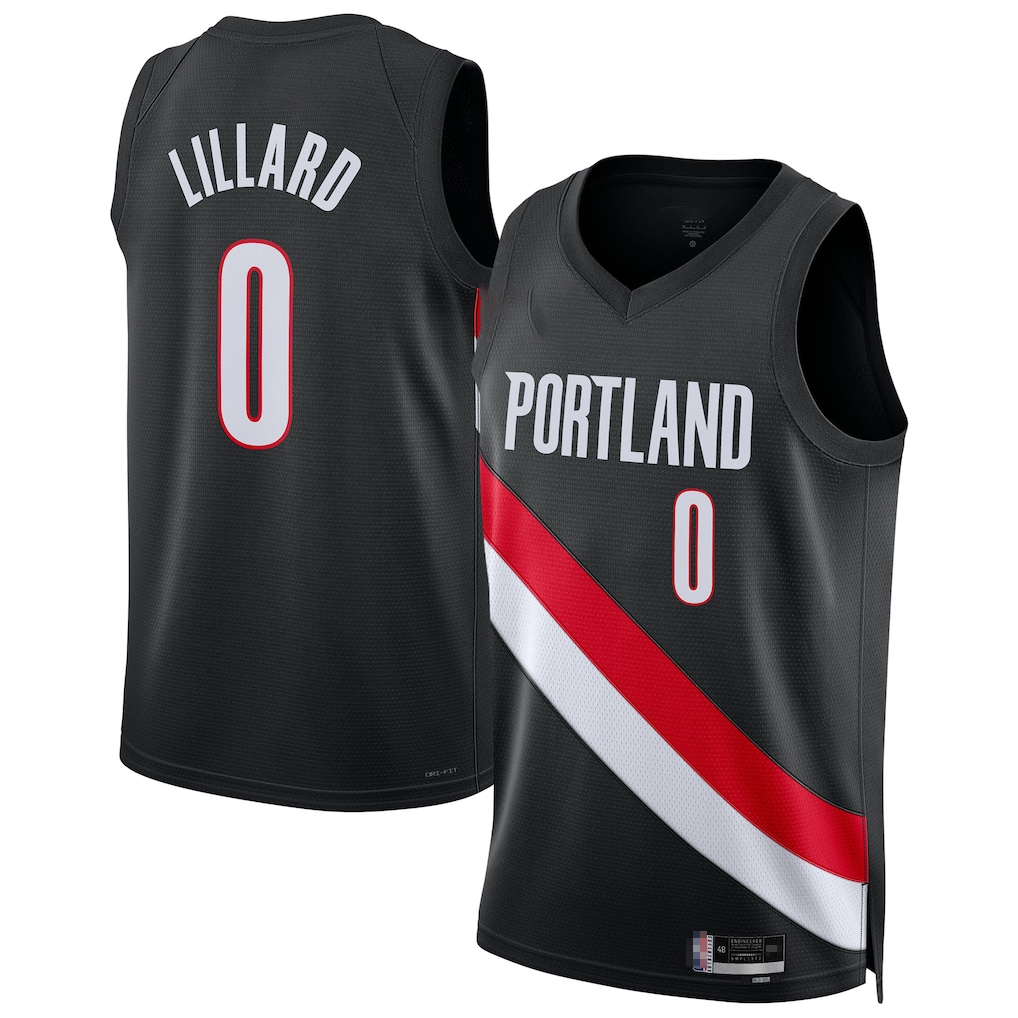 CAdoa PT.Blazers #0 Damian Lillard Black Swingman Player Jerseys - Icon Edition