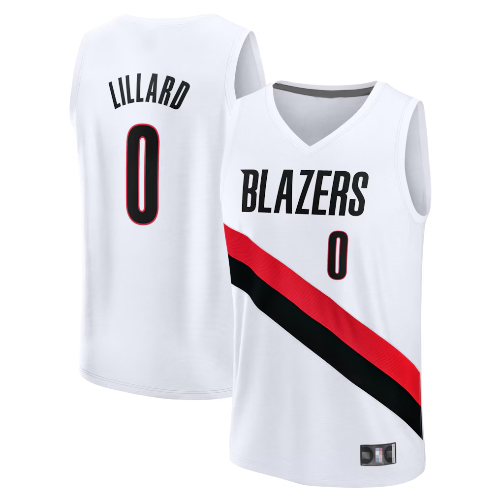 CAdoa PT.Blazers #0 Damian Lillard Fanatics White Fast Break Replica Player Jerseys - Association Edition