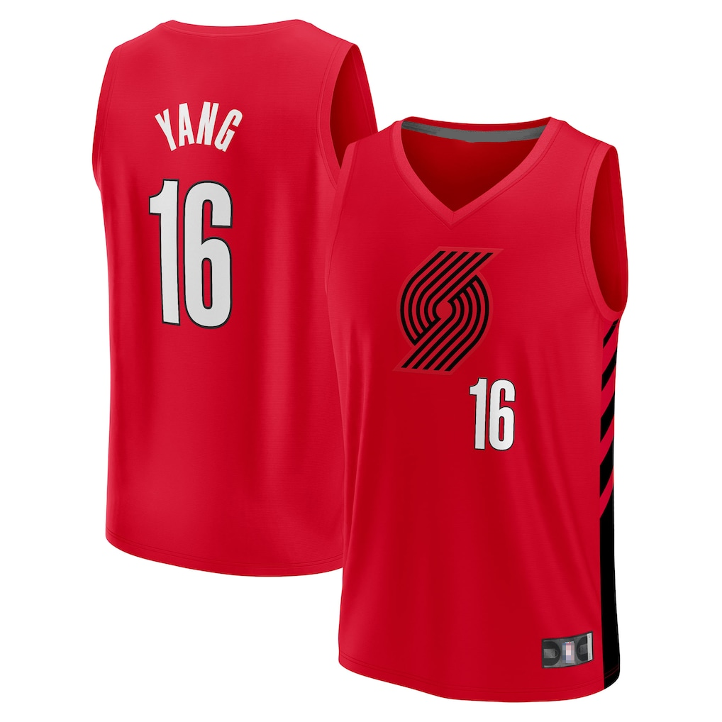 CAdoa PT.Blazers #16 Yang Hansen Fanatics Red Fast Break Replica Jerseys - Statement Edition