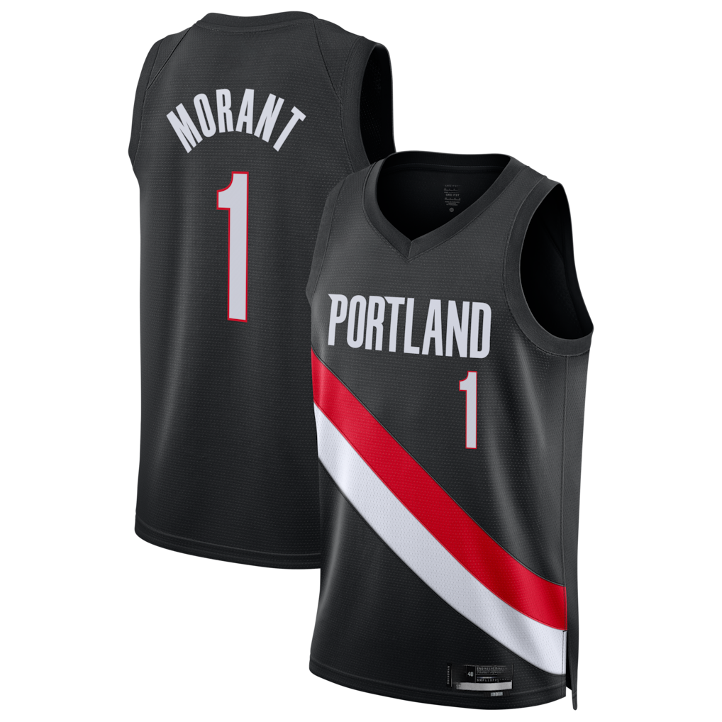 CAdoa PT.Blazers #1 Ja Morant Black Swingman Jerseys - Icon Edition