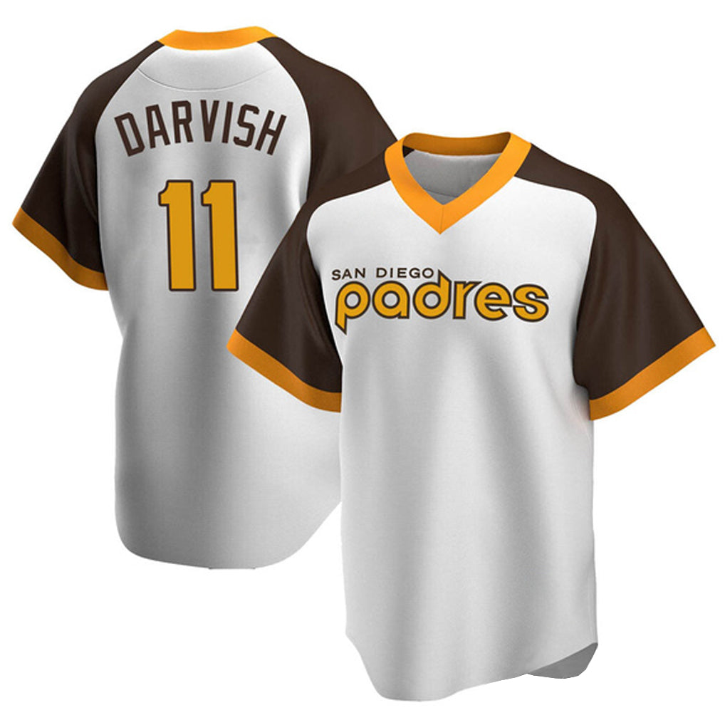 CAdoa S.Diego Padres #11 Yu Darvish Player White Home Cooperstown Collection Replica Game Stitched Jerseys