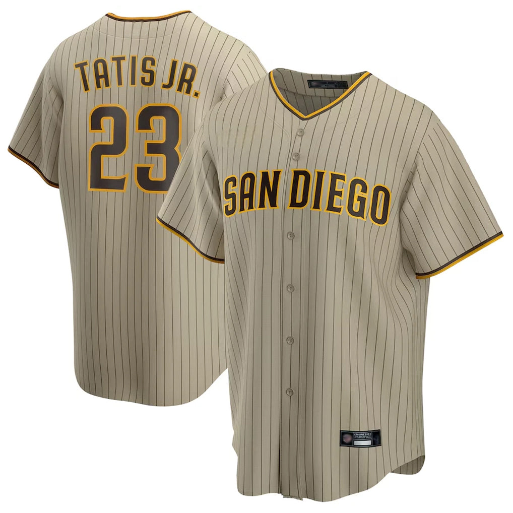 CAdoa S.Diego Padres #23 Fernando Tatis Jr Player Khaki Home Game Stitched Jerseys